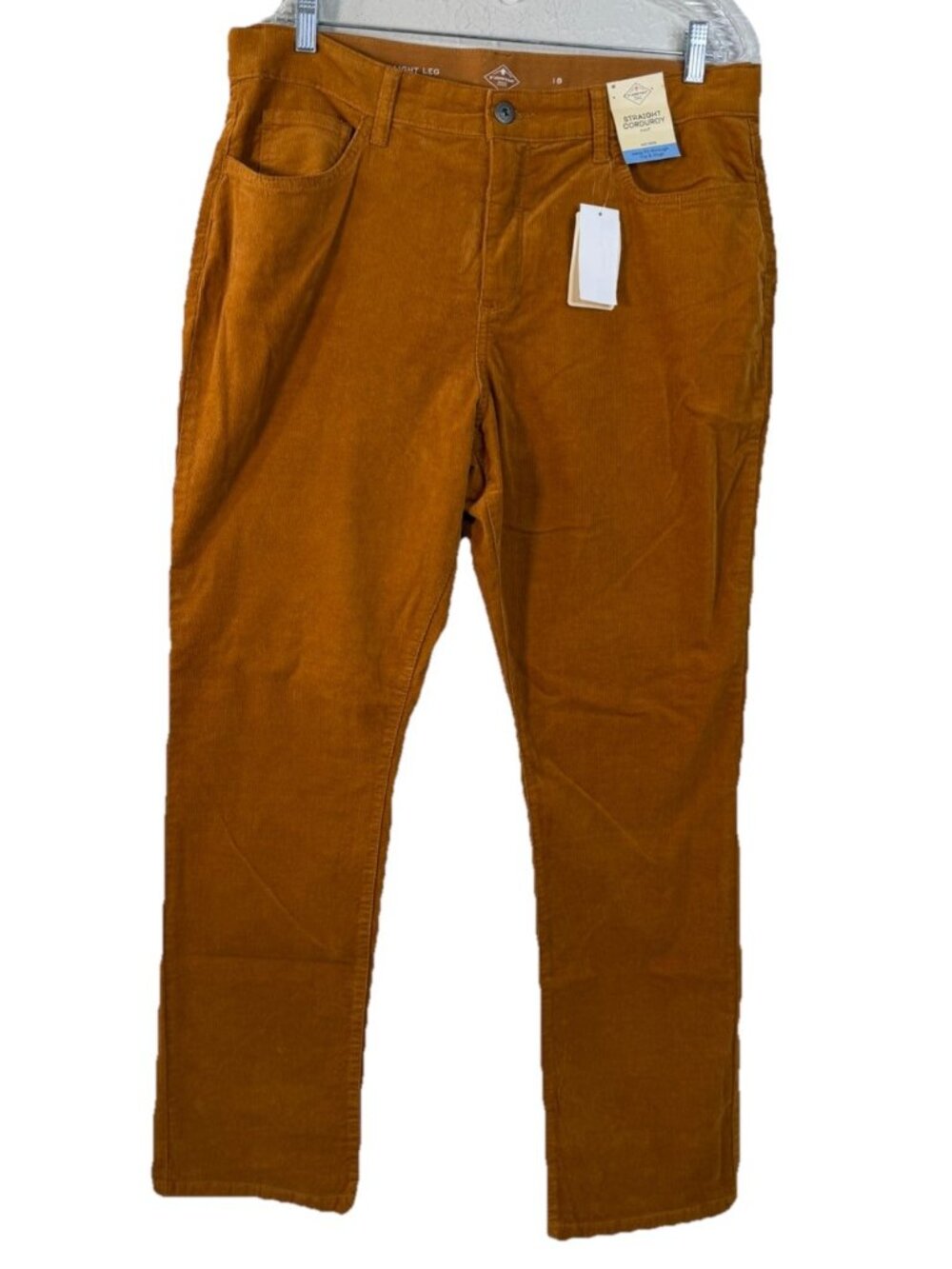 St. John's Bay Sz 18 (36x30) Straight Corduroy Orange Secretly Slender Pants NWT